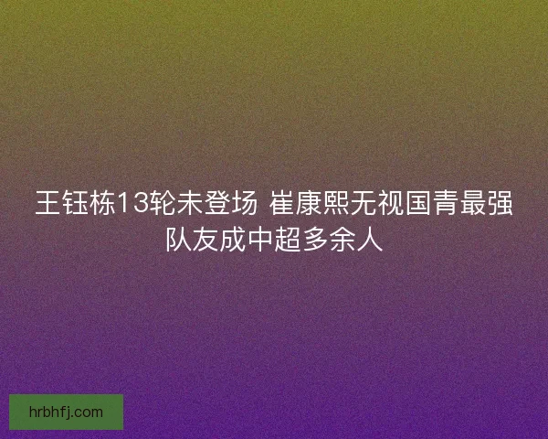 王钰栋13轮未登场 崔康熙无视国青最强队友成中超多余人