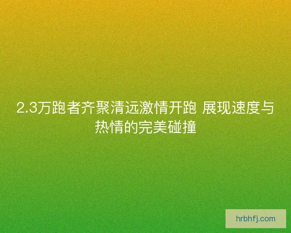 2.3万跑者齐聚清远激情开跑 展现速度与热情的完美碰撞